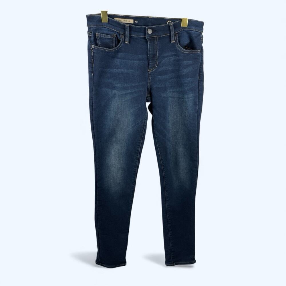 Gap 1969 Girlfriend Skinny Jeans Dark Wash Stretch Size 30 Tall SOFT!